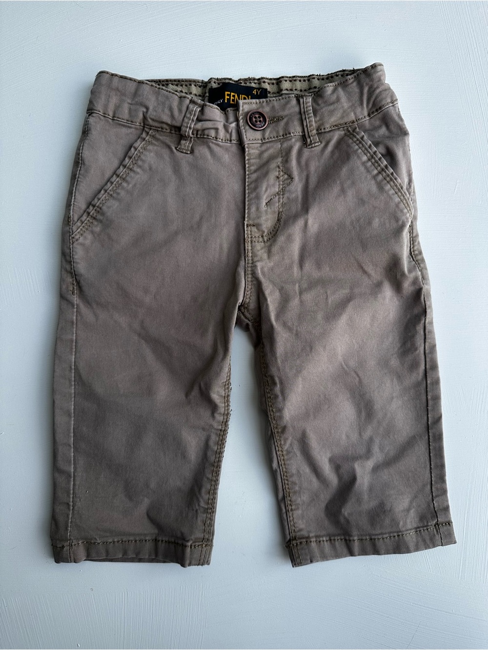 Fendi Kids Brown Cotton Twill short